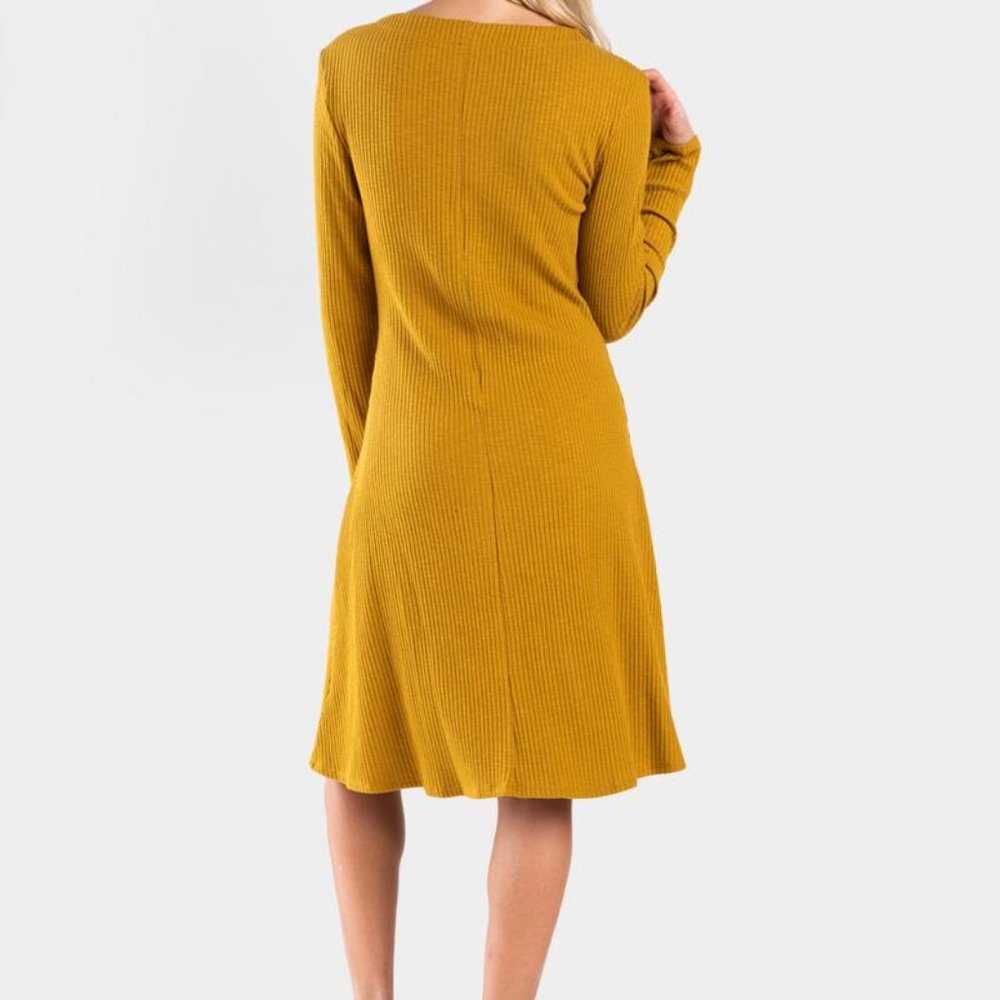 Yellow Ribbed Knit Dress - Picture 3 of 3